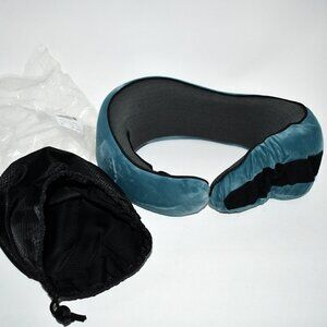 Memory Foam Travel Neck Pillow & Bag NWT Brand: unbranded Color: Black / Blue Fi